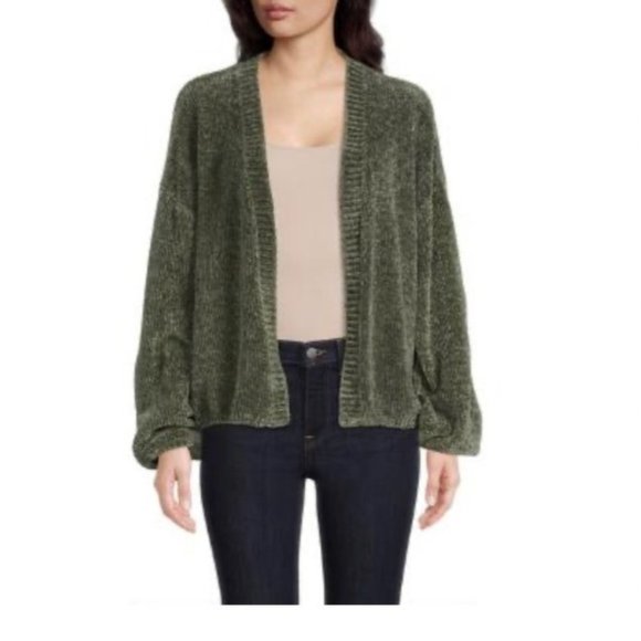 Evereve Sweaters Evereve Allison Joy Green Chenille Cardigan Poshmark